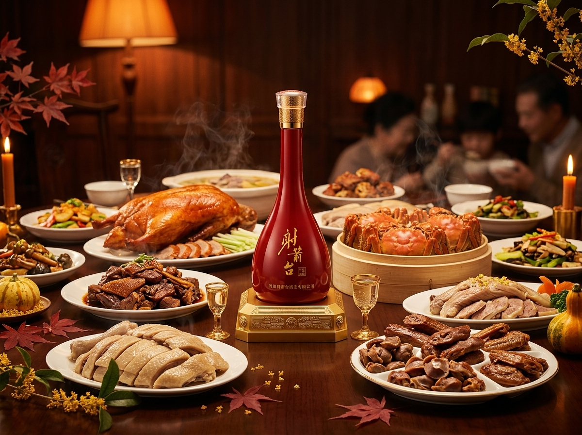 秋日家宴 - 秋鸭秋蟹配白酒场景图